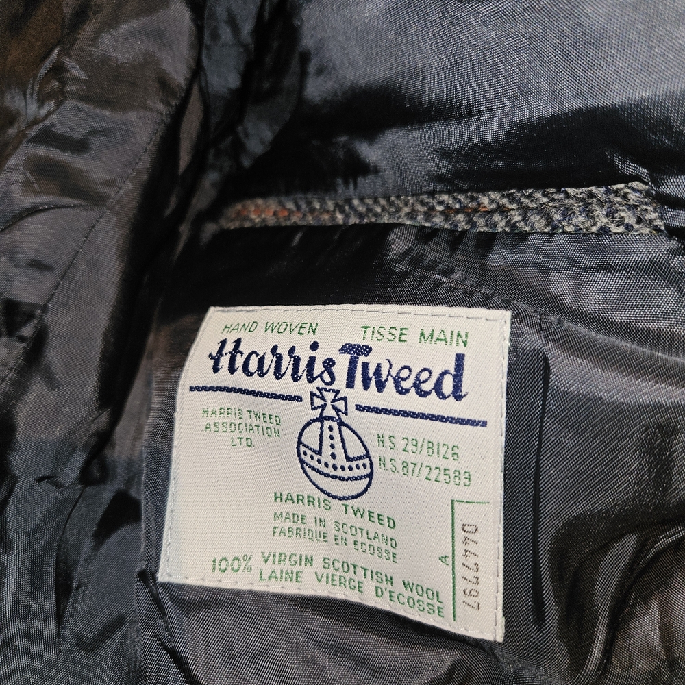 Elegant Blue Harris Tweed Herringbone Blazer - Picture 4 of 6